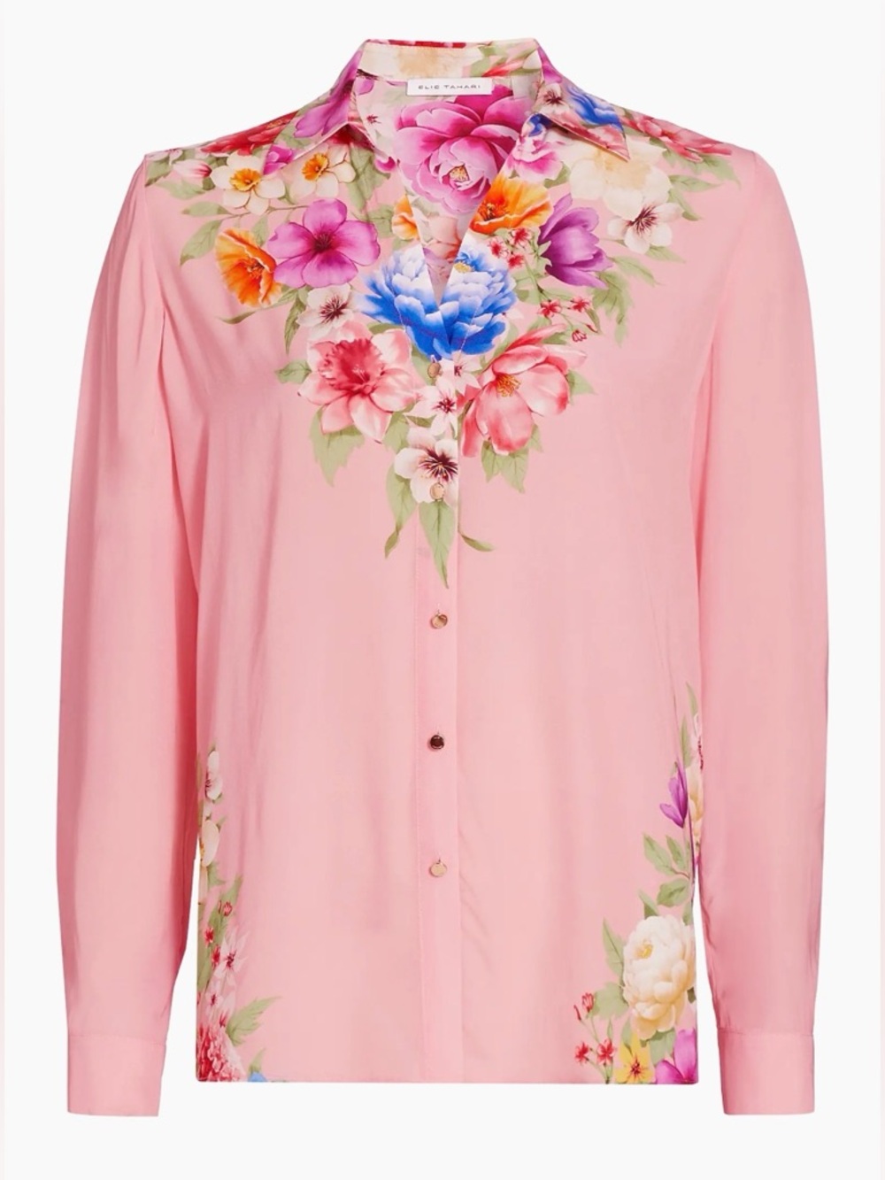 🌸NEW Madeline Floral Print Relaxed ELIE TAHARI blouse button Down Size M NWT.